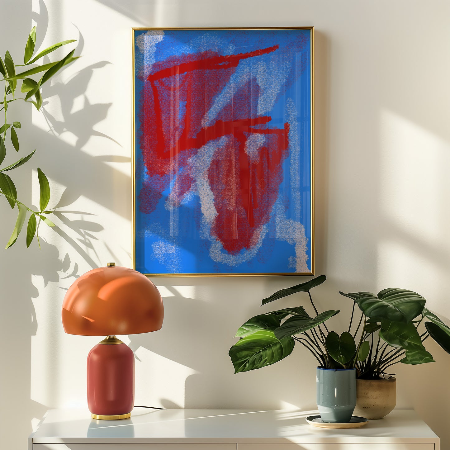 Abstrakte Zusammenstellung - Blau - Rot - Mid Century