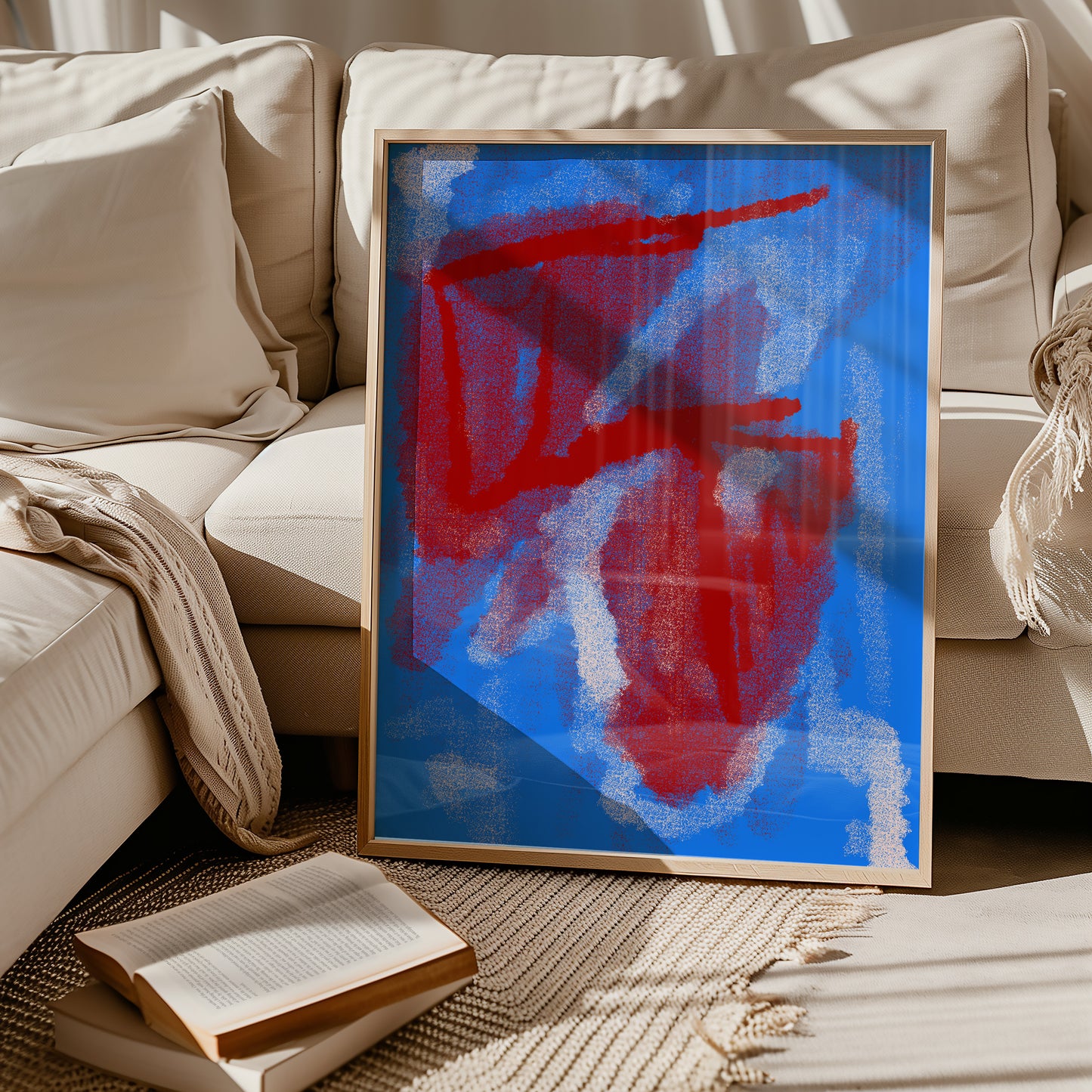 Abstrakte Zusammenstellung - Blau - Rot - Mid Century