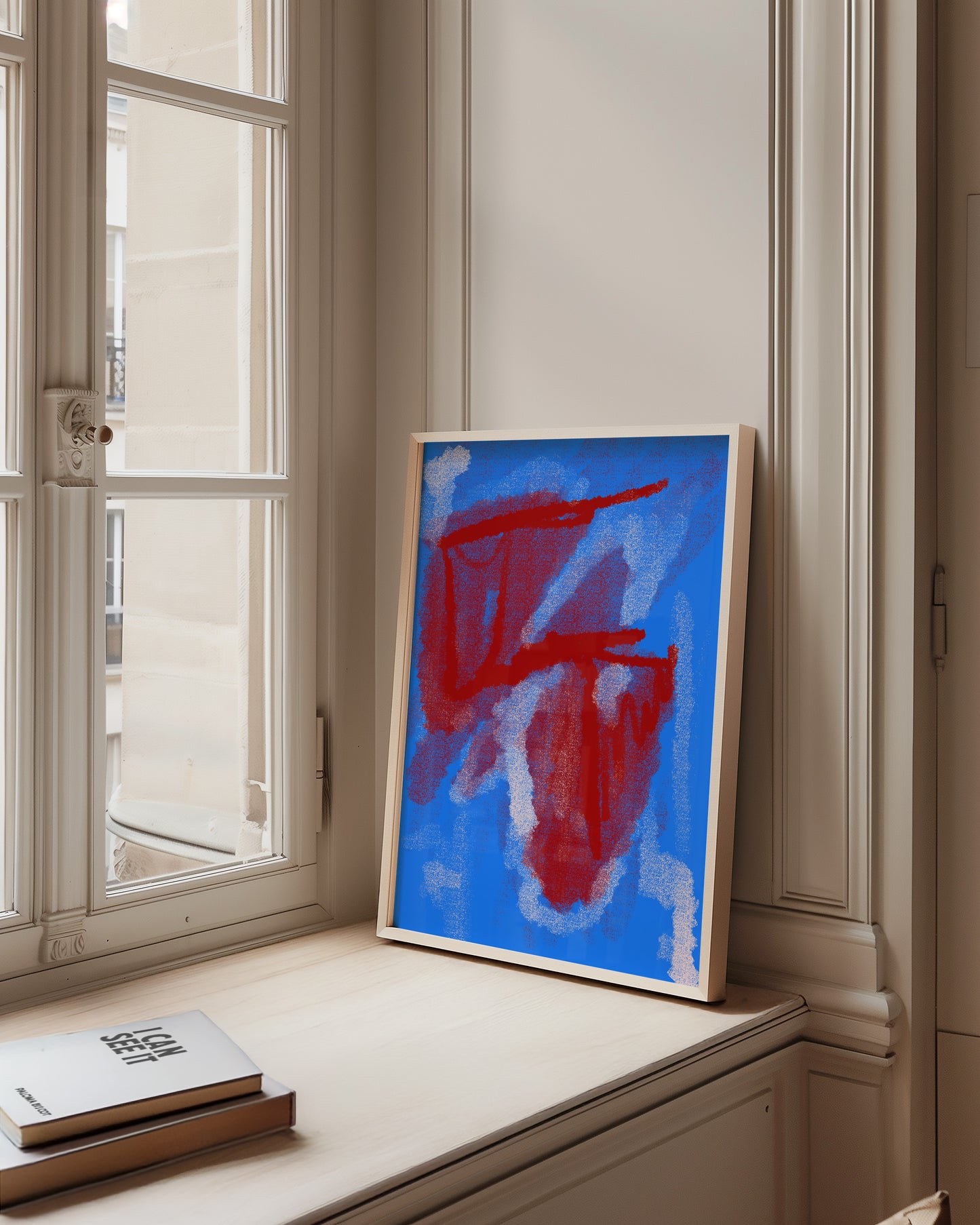 Abstrakte Zusammenstellung - Blau - Rot - Mid Century