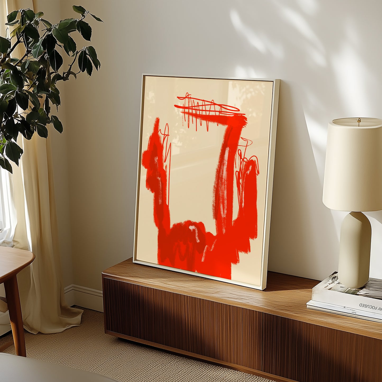 Abstrakte Zusammenstellung - Rot - Mid Century - Moderner Kunstdruck