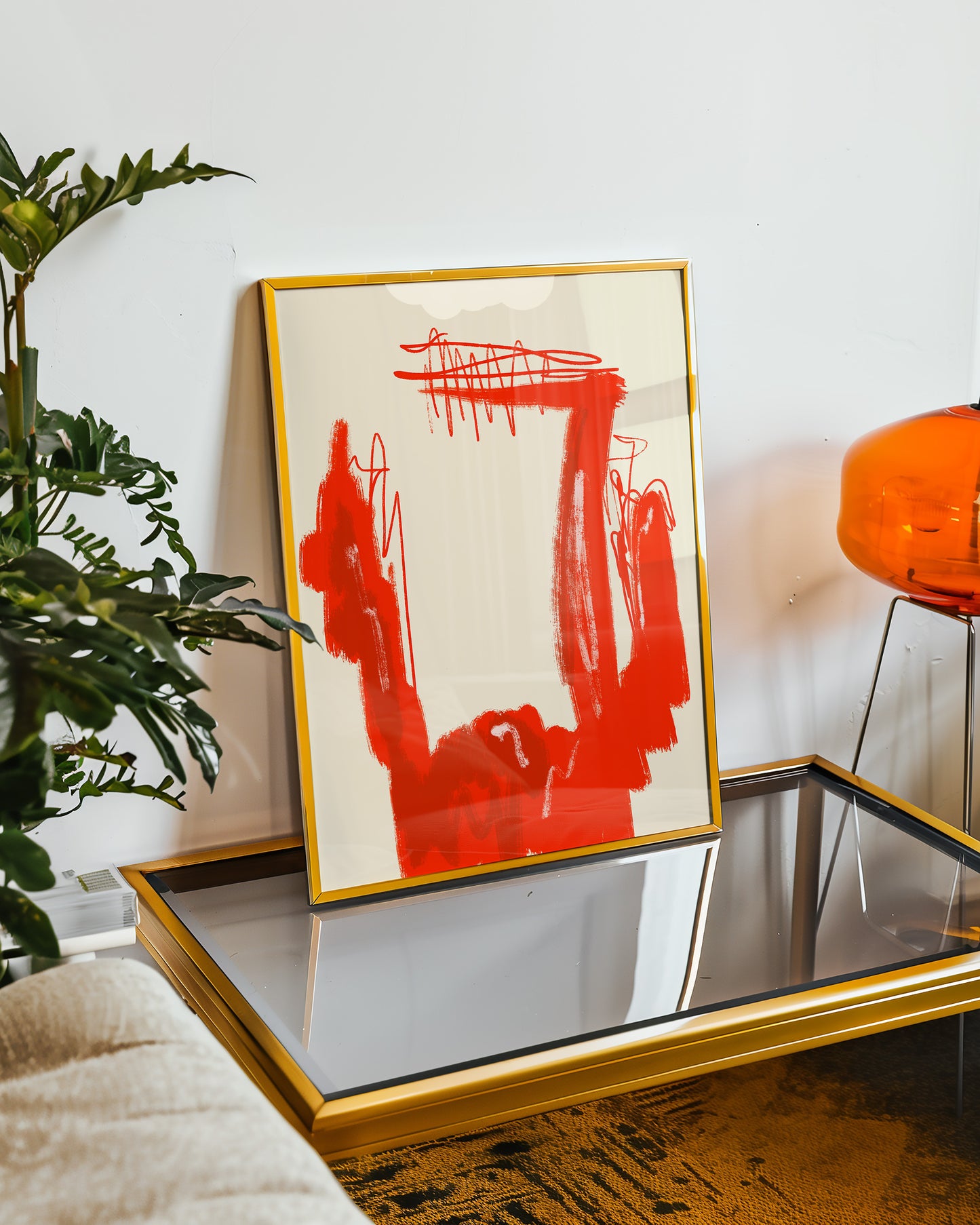 Abstrakte Zusammenstellung - Rot - Mid Century - Moderner Kunstdruck