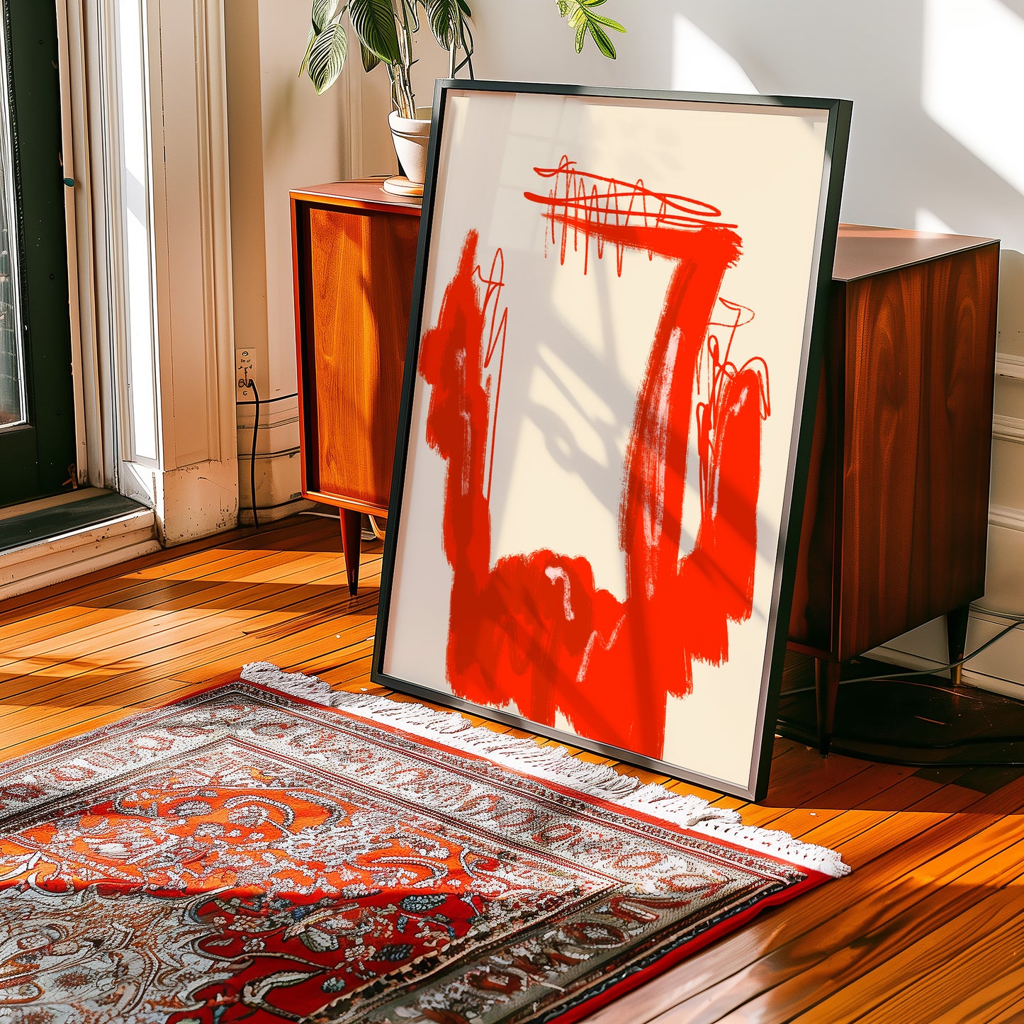 Abstrakte Zusammenstellung - Rot - Mid Century - Moderner Kunstdruck