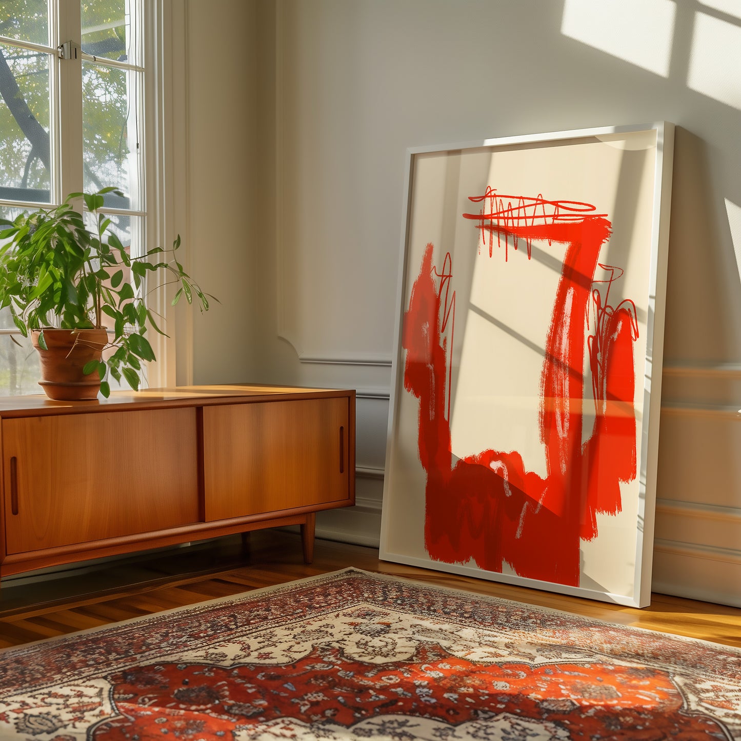 Abstrakte Zusammenstellung - Rot - Mid Century - Moderner Kunstdruck