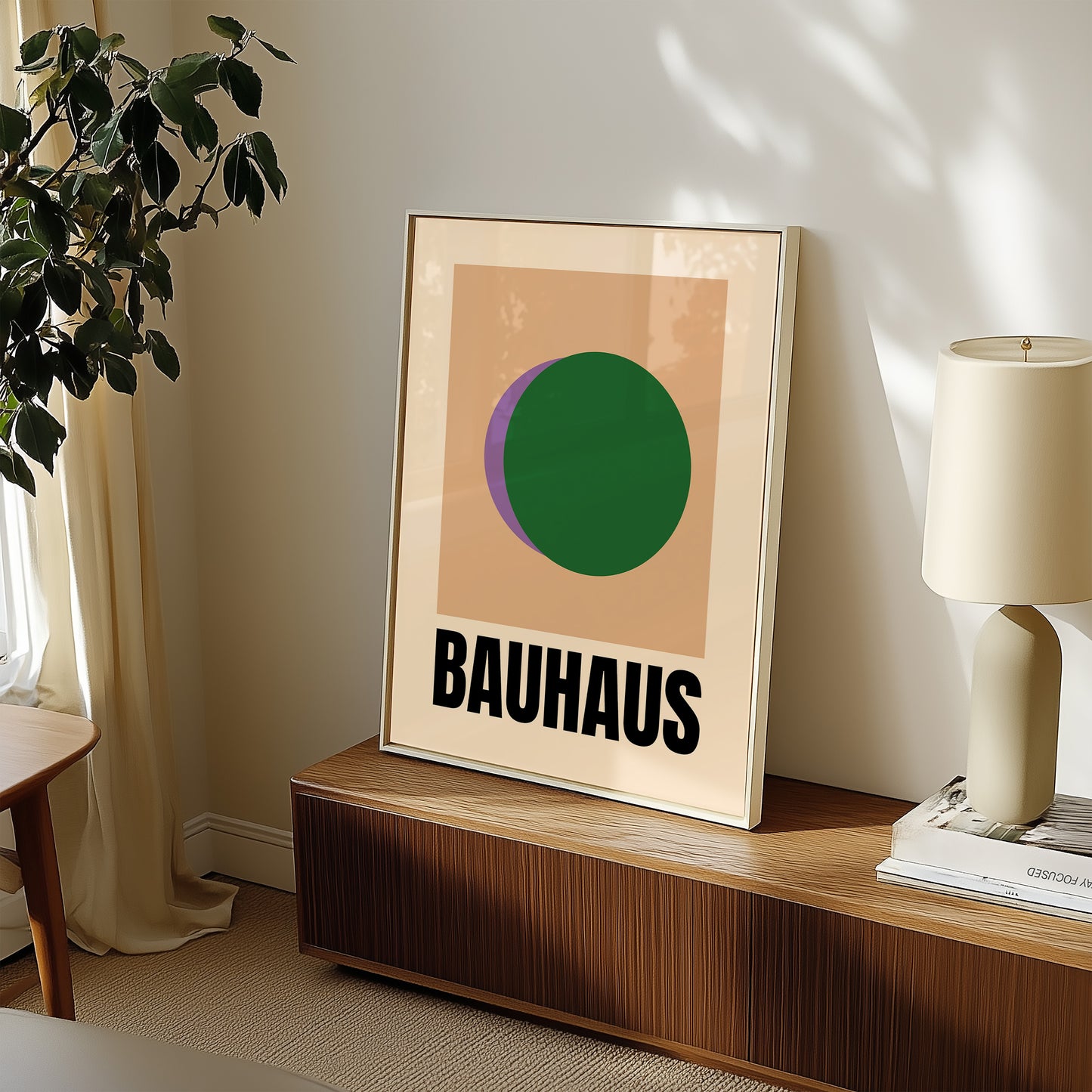 Bauhaus Formen - Grün Lila - Mid Century - Kunstdruck