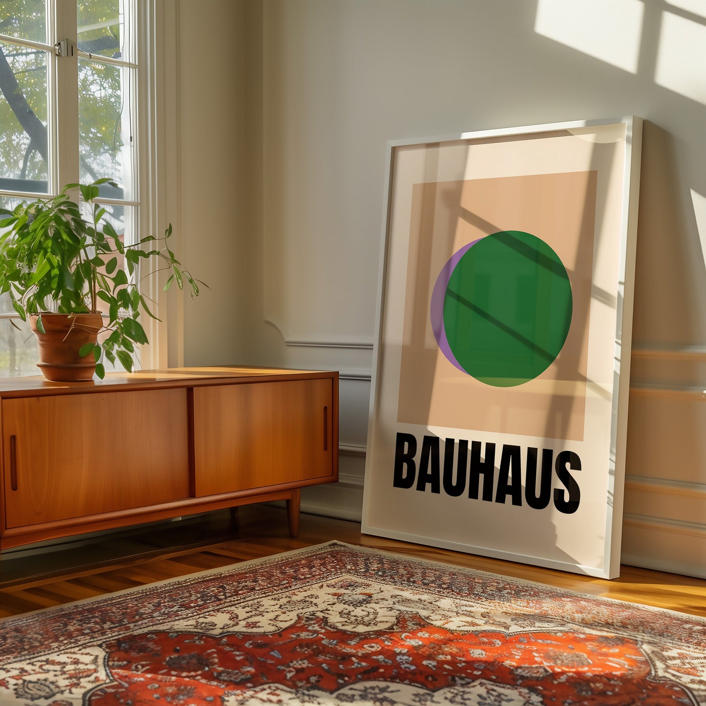 Bauhaus Formen - Grün Lila - Mid Century - Kunstdruck