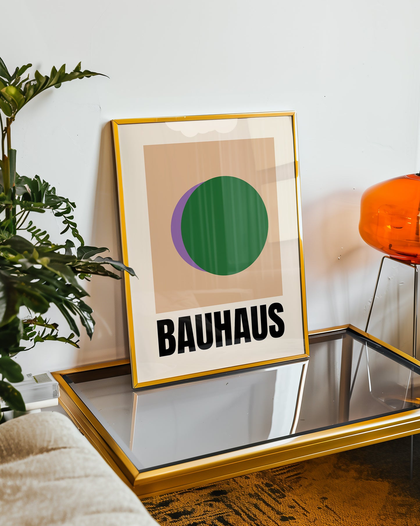 Bauhaus Formen - Grün Lila - Mid Century - Kunstdruck
