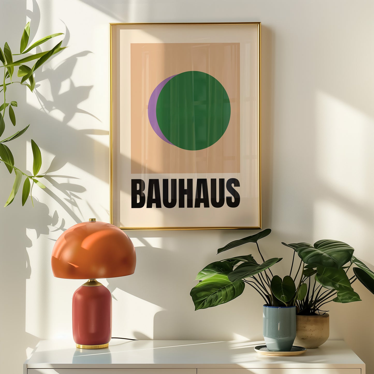 Bauhaus Formen - Grün Lila - Mid Century - Kunstdruck