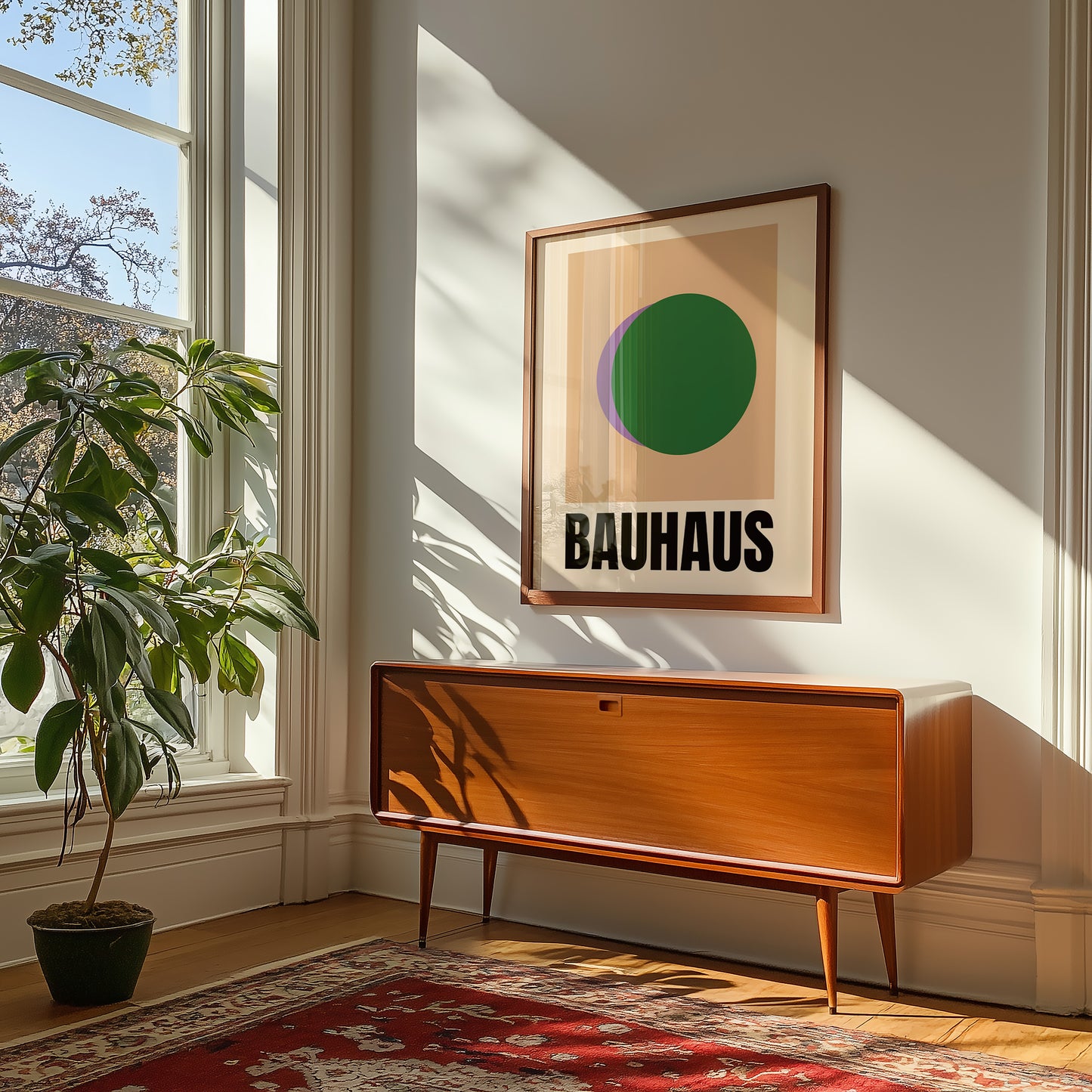 Bauhaus Formen - Grün Lila - Mid Century - Kunstdruck