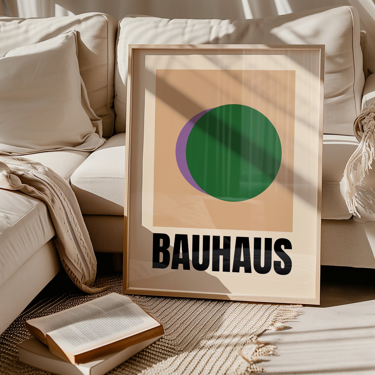 Bauhaus Formen - Grün Lila - Mid Century - Kunstdruck