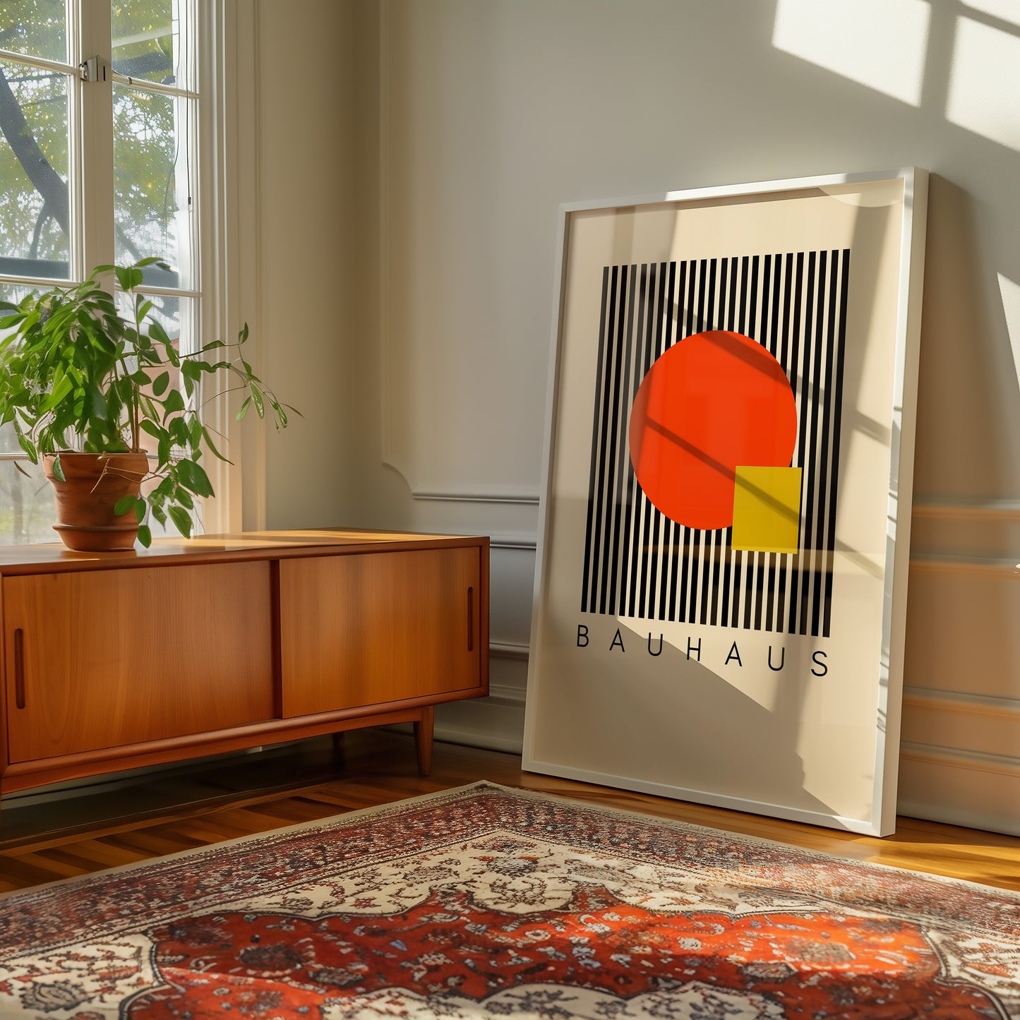 Bauhaus - Formen Orange Gelb - Mid Century - Kunst Druck