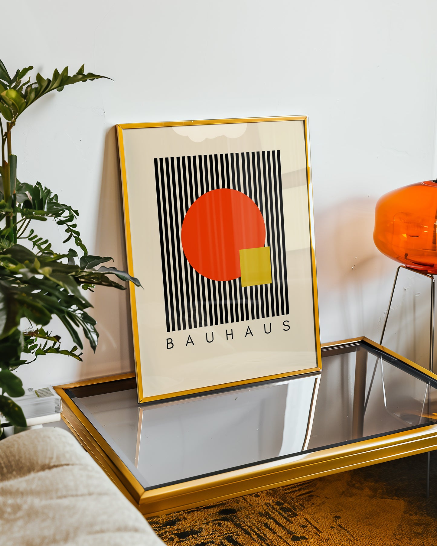 Bauhaus - Formen Orange Gelb - Mid Century - Kunst Druck