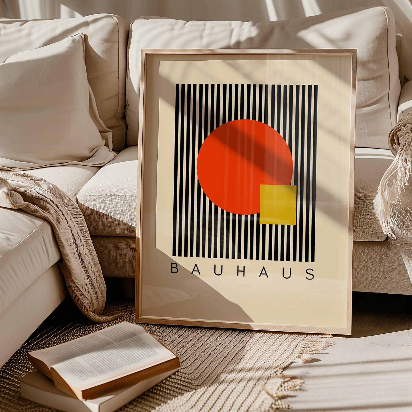 Bauhaus - Formen Orange Gelb - Mid Century - Kunst Druck