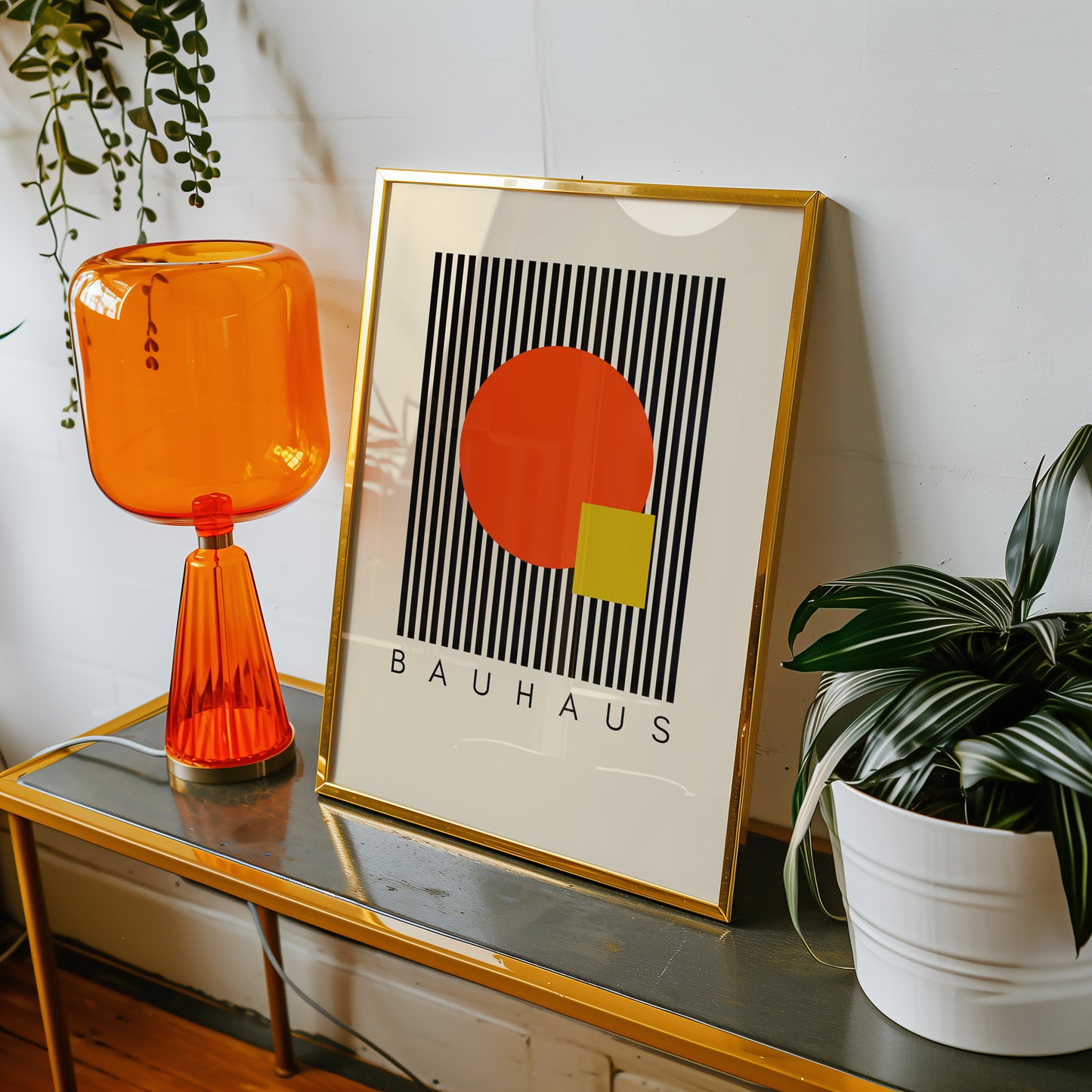 Bauhaus - Formen Orange Gelb - Mid Century - Kunst Druck
