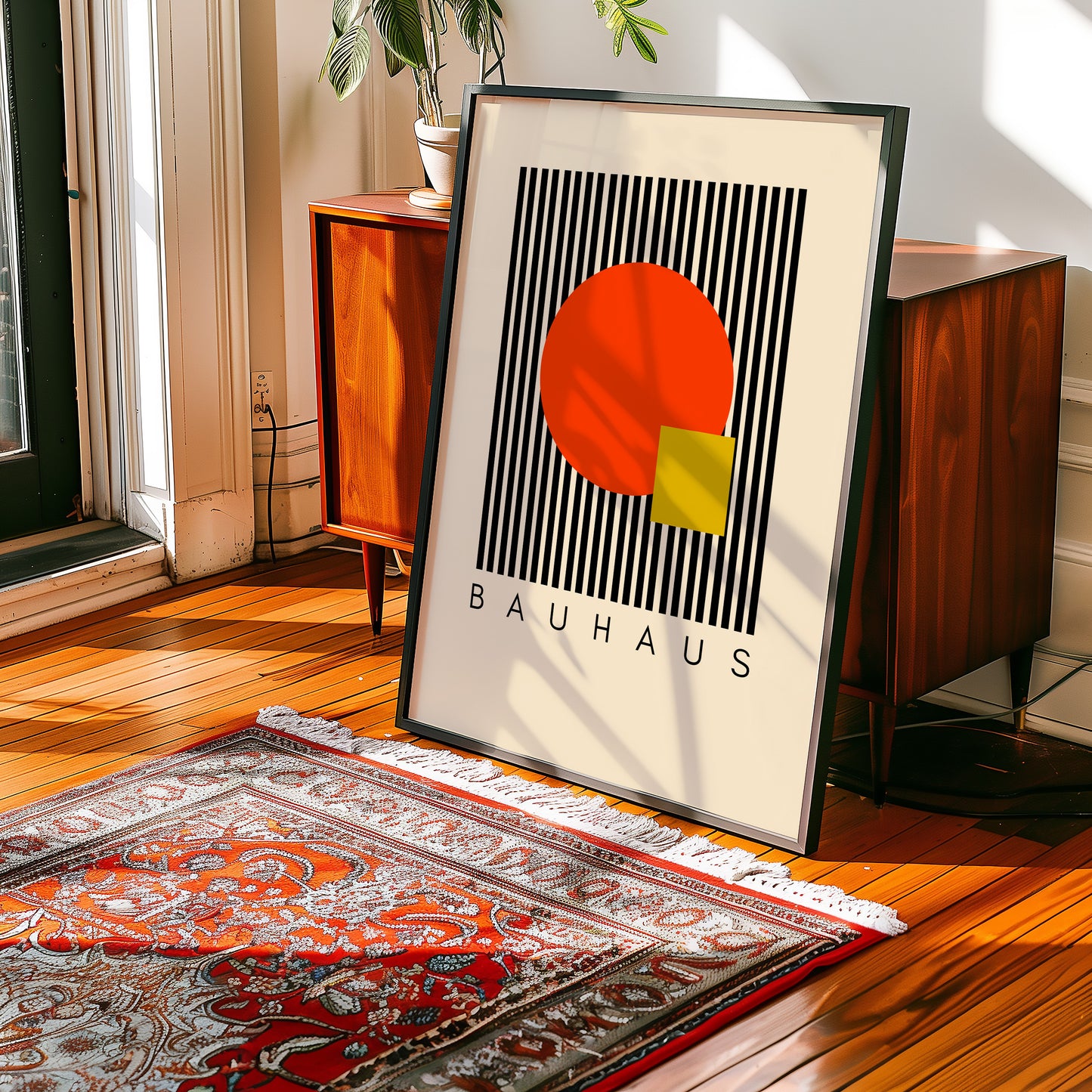 Bauhaus - Formen Orange Gelb - Mid Century - Kunst Druck