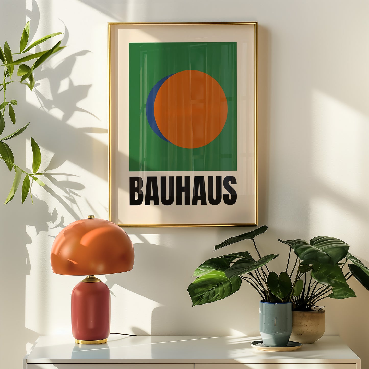 Bauhaus Formen - Grün Orange Blau - Mid Century - Kunstdruck