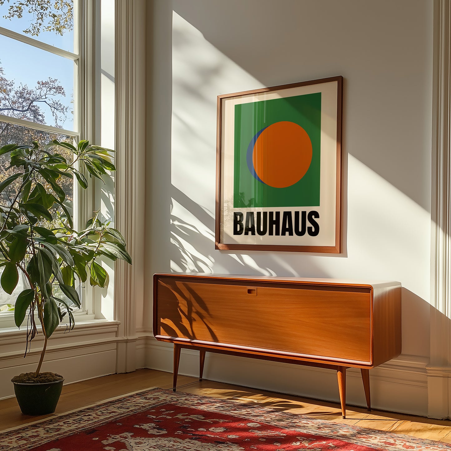 Bauhaus Formen - Grün Orange Blau - Mid Century - Kunstdruck