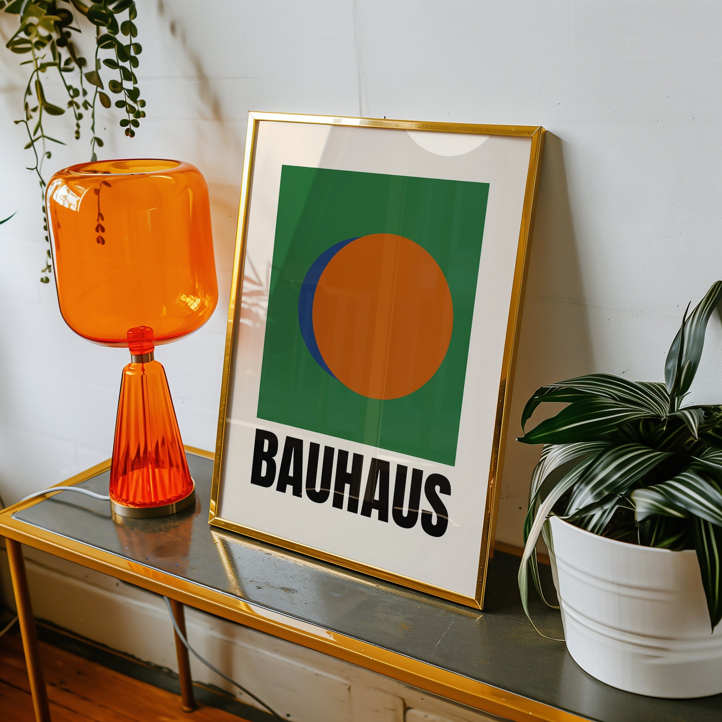 Bauhaus Formen - Grün Orange Blau - Mid Century - Kunstdruck