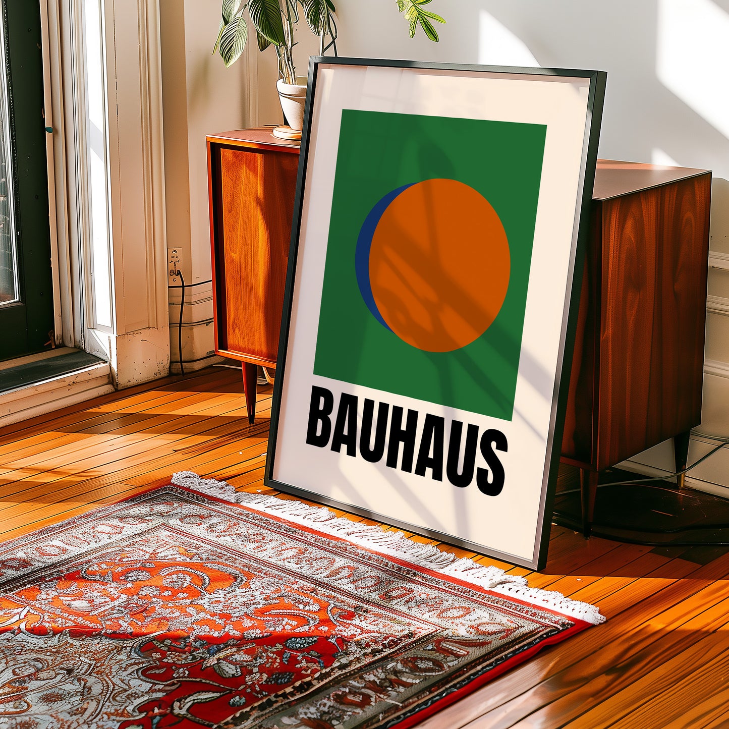 Bauhaus Formen - Grün Orange Blau - Mid Century - Kunstdruck