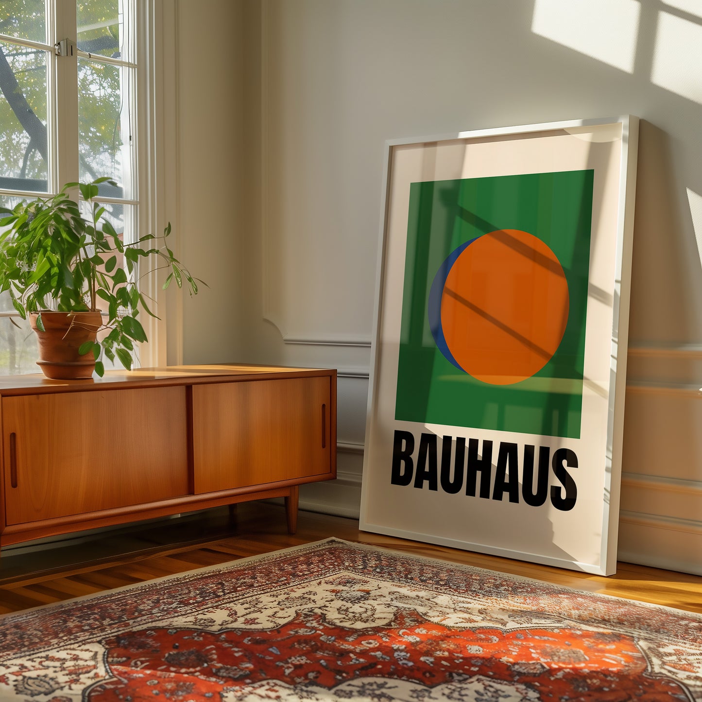 Bauhaus Formen - Grün Orange Blau - Mid Century - Kunstdruck