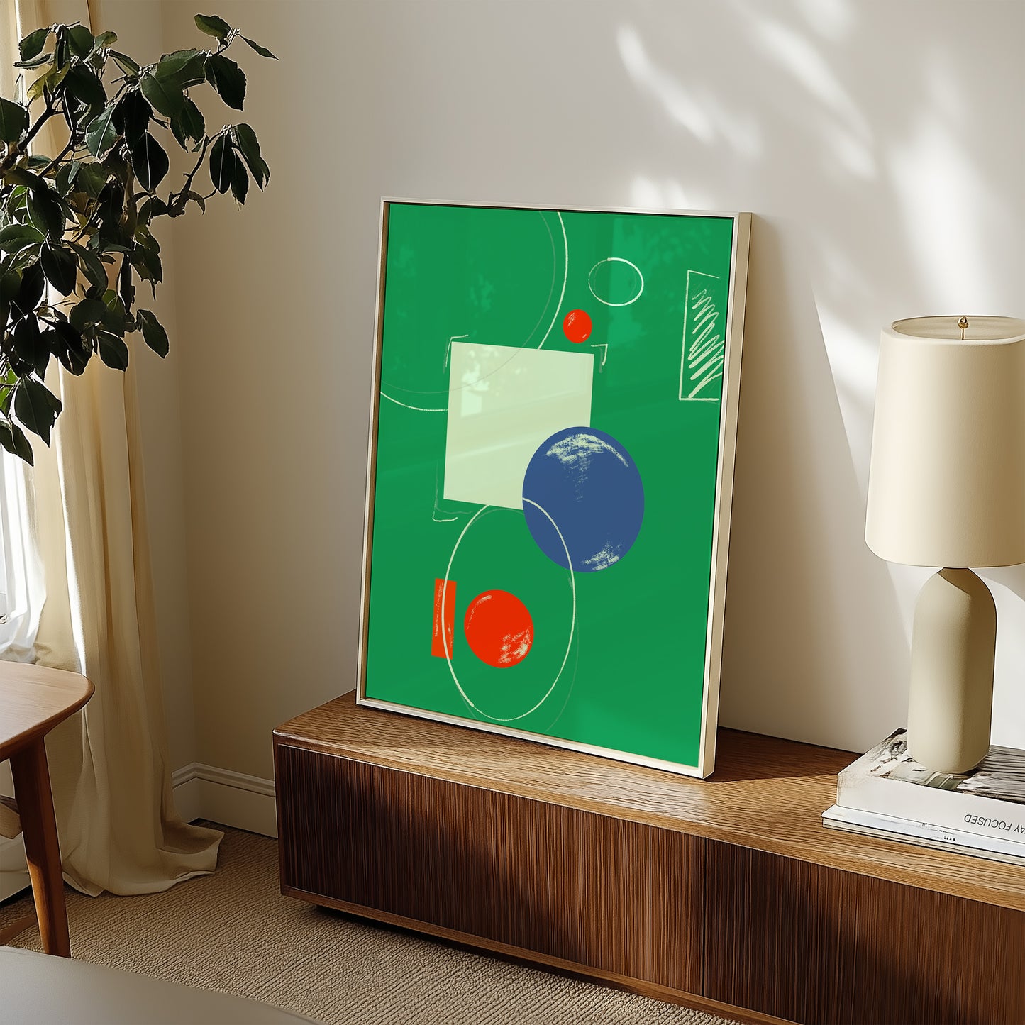 Abstrakte Bauhaus Zusammenstellung - Grün - Mid Century - Kunstdruck