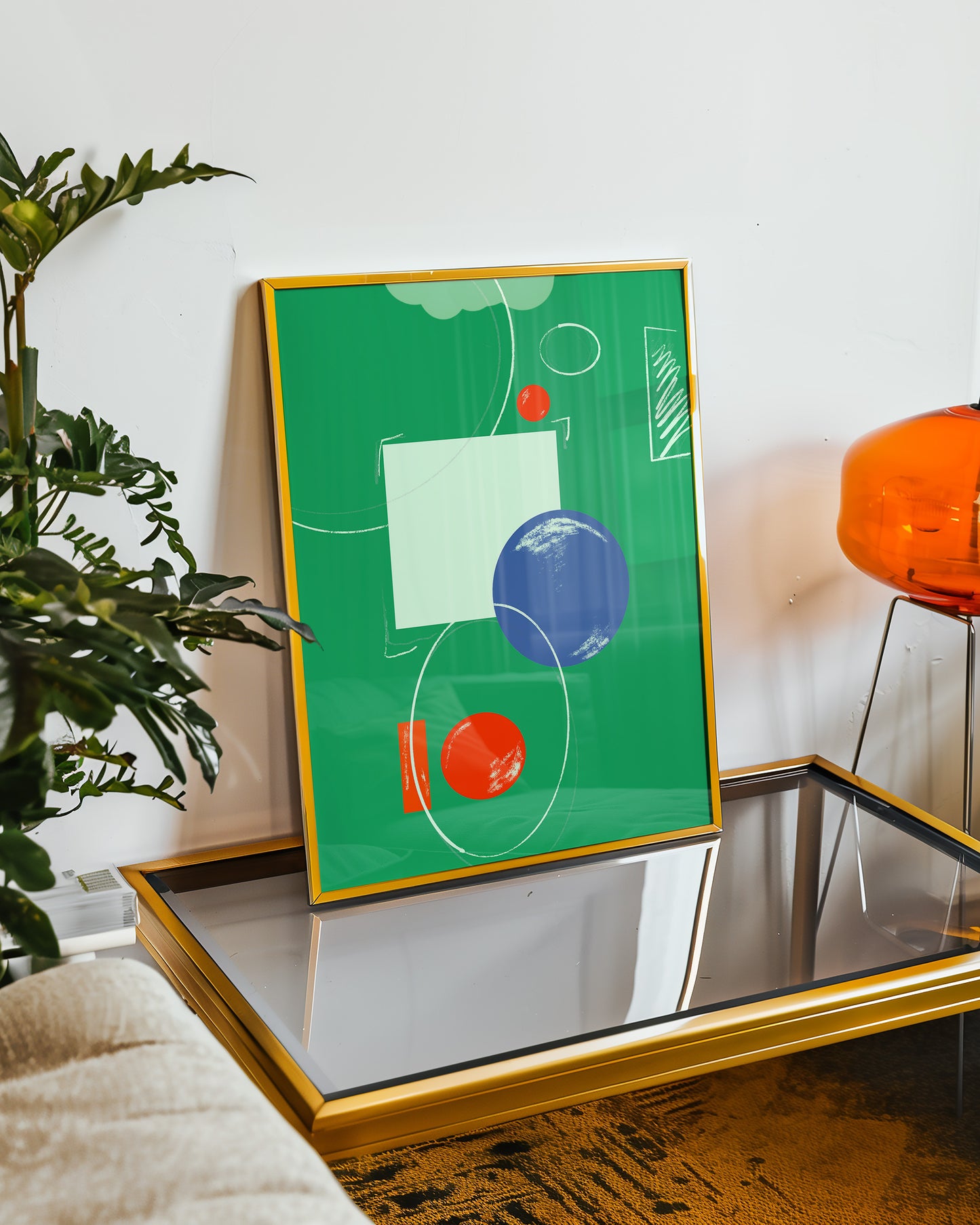 Abstrakte Bauhaus Zusammenstellung - Grün - Mid Century - Kunstdruck