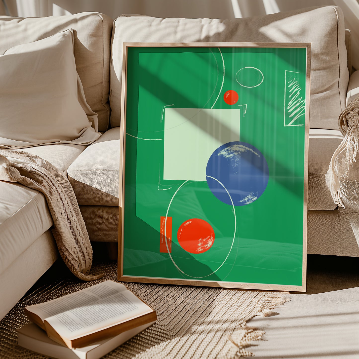 Abstrakte Bauhaus Zusammenstellung - Grün - Mid Century - Kunstdruck