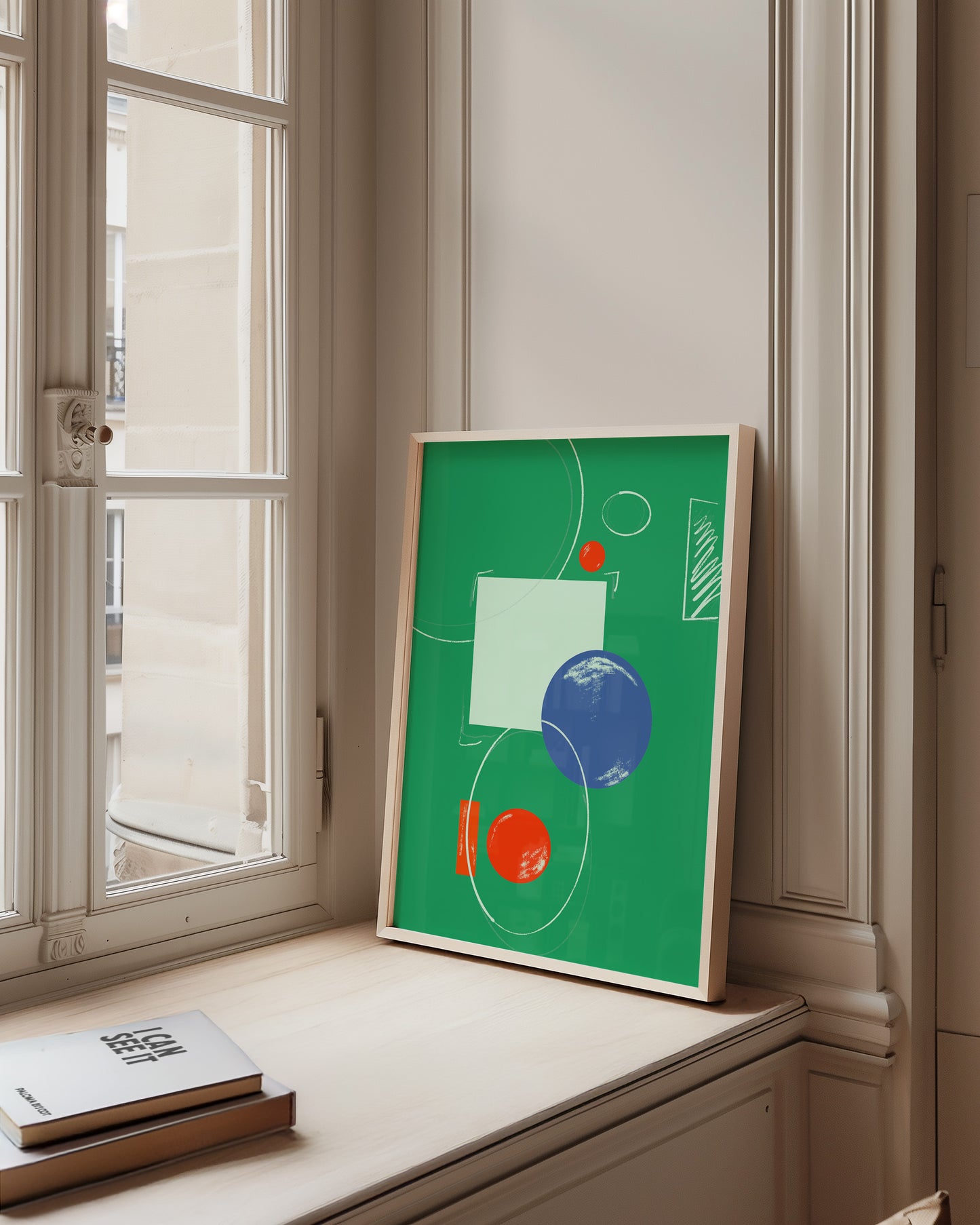 Abstrakte Bauhaus Zusammenstellung - Grün - Mid Century - Kunstdruck