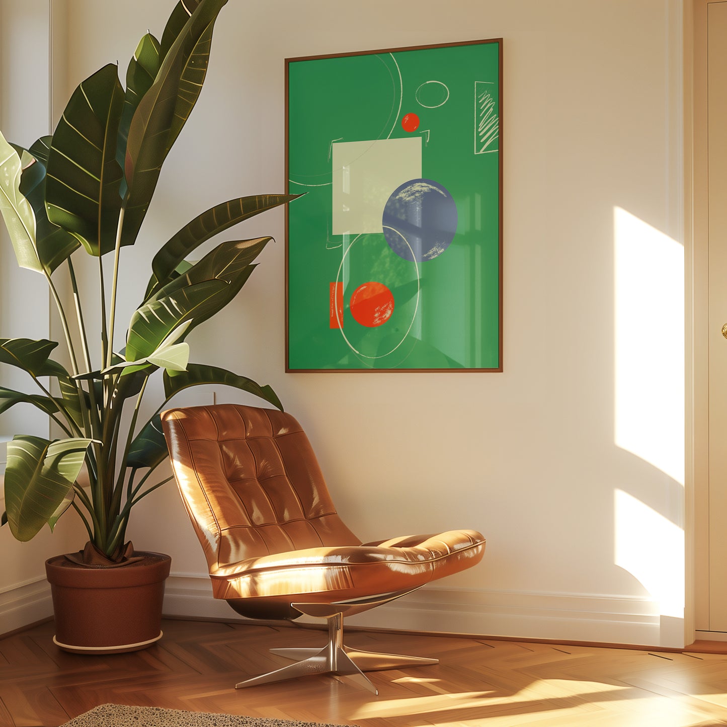 Abstrakte Bauhaus Zusammenstellung - Grün - Mid Century - Kunstdruck