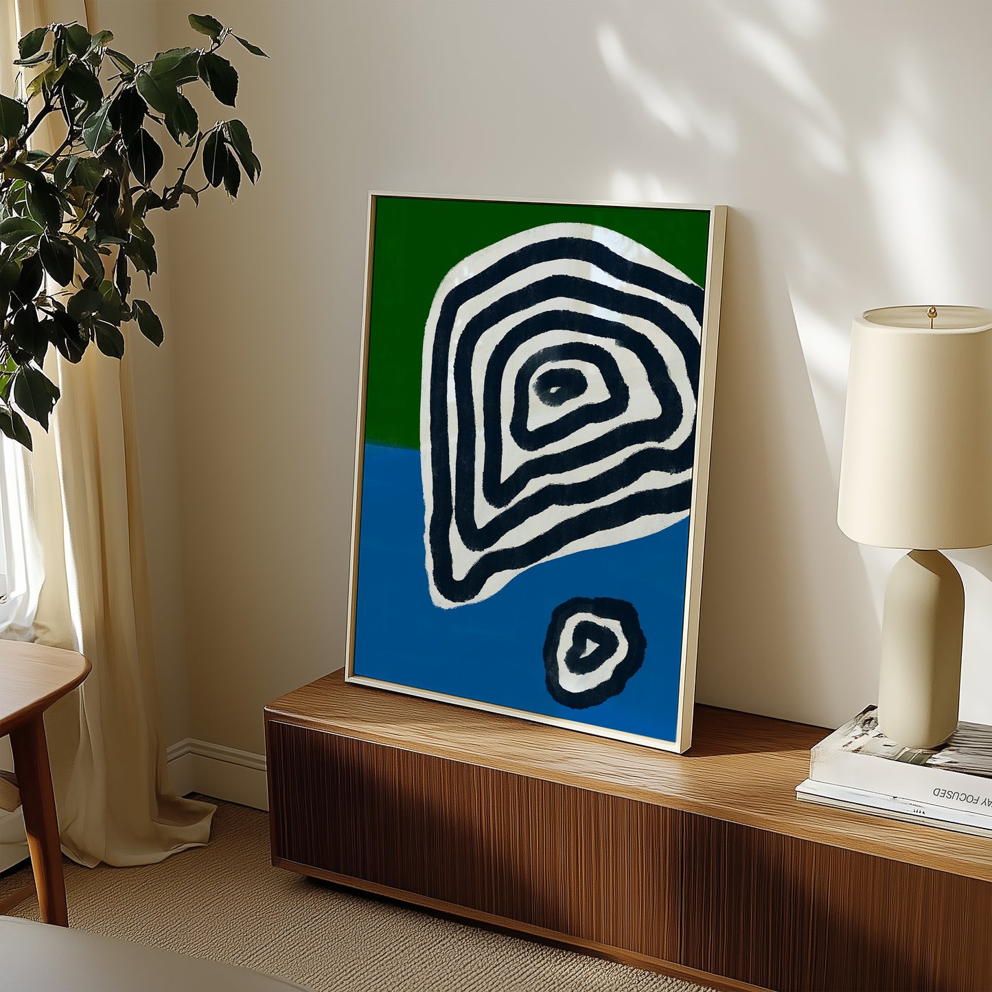 Zebra Artwork - Grün Blau - Abstrakter Kunstdruck