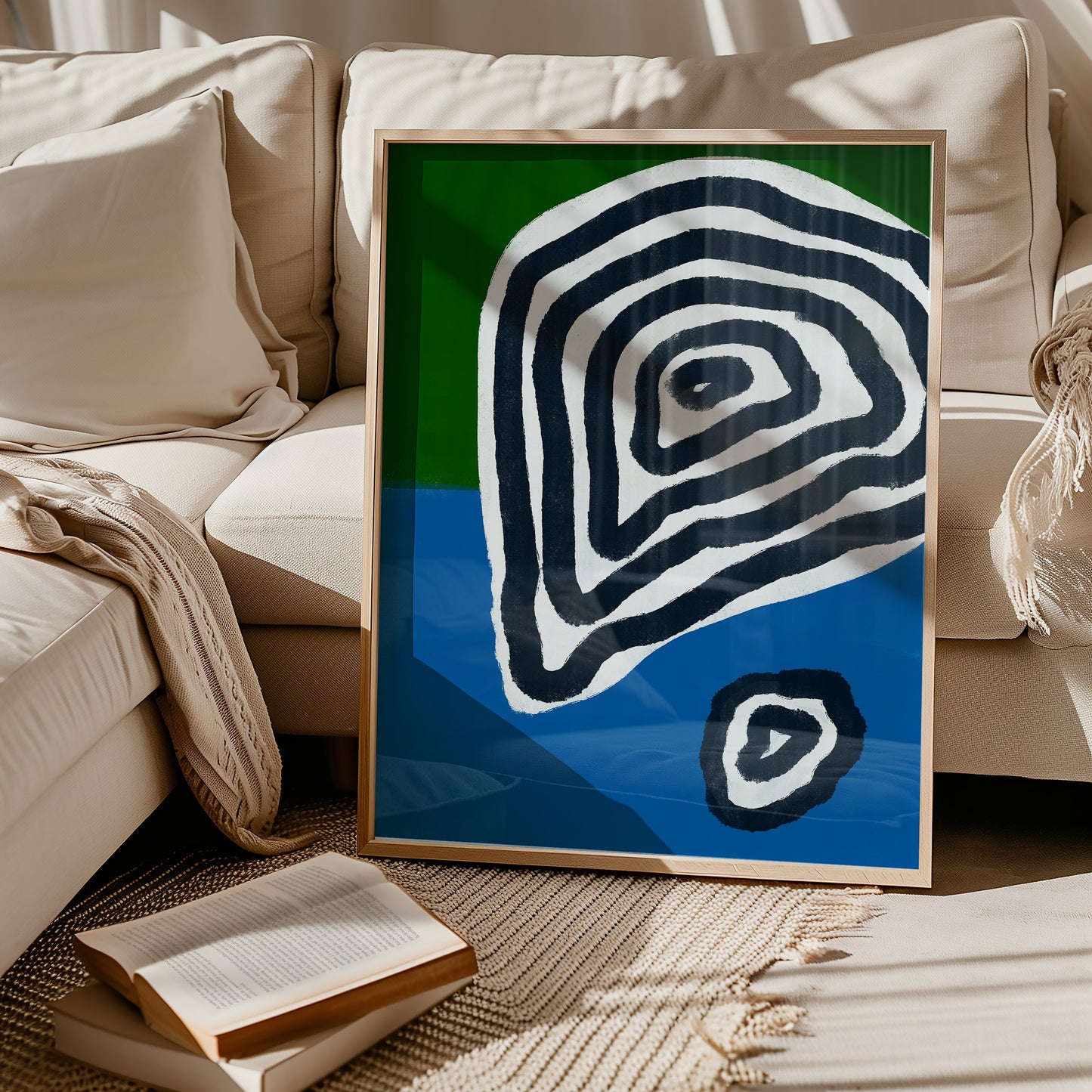 Zebra Artwork - Grün Blau - Abstrakter Kunstdruck