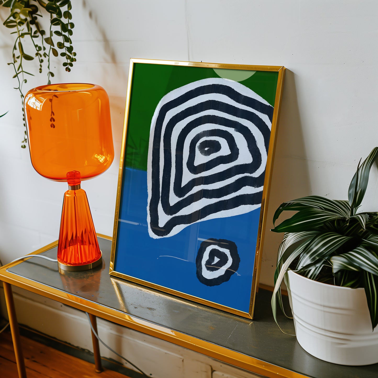 Zebra Artwork - Grün Blau - Abstrakter Kunstdruck