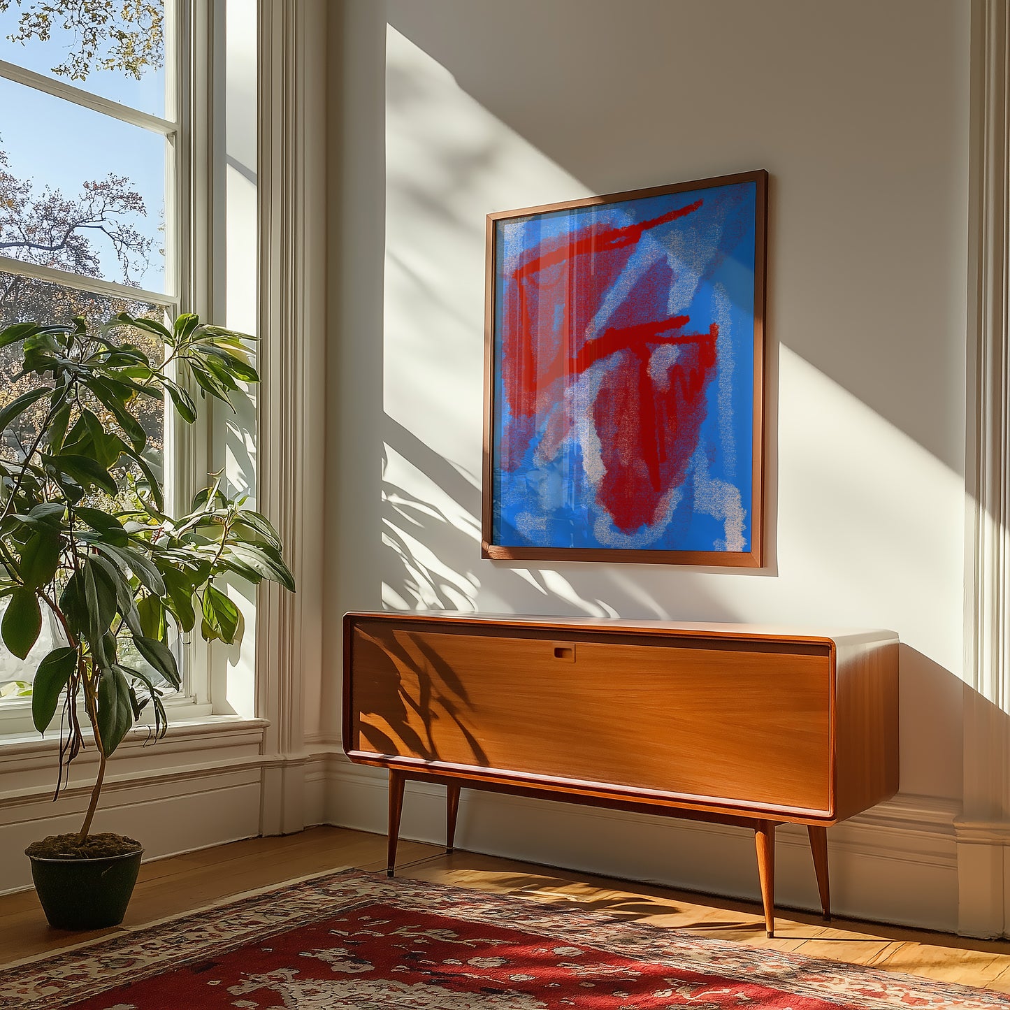 Abstrakte Zusammenstellung - Blau - Rot - Mid Century