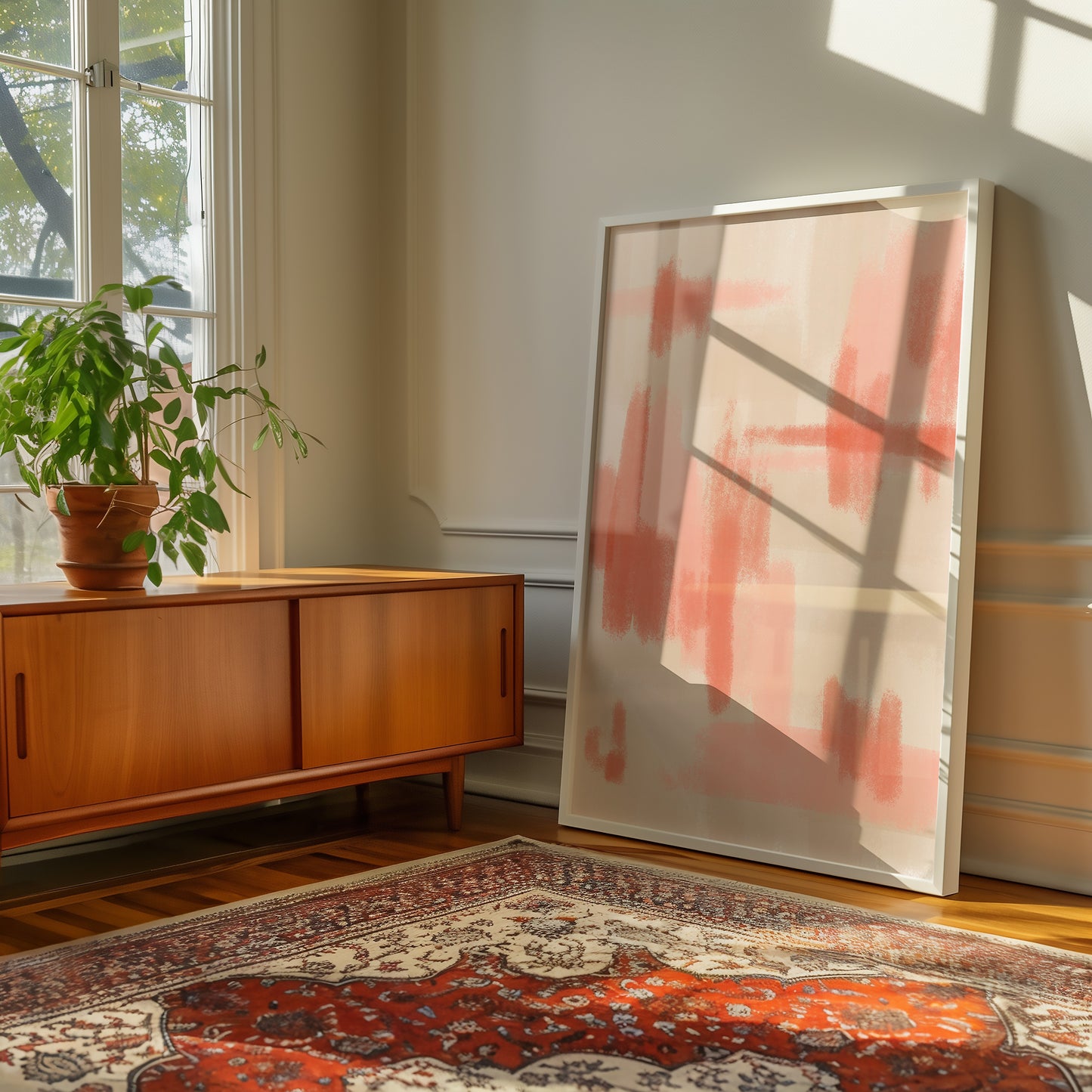 Modern Abstract - Grün - dunkel Blau -Mid Century - Kunstdruck