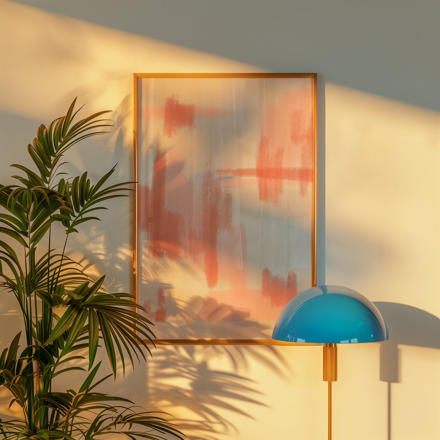 Modern Abstract - Grün - dunkel Blau -Mid Century - Kunstdruck