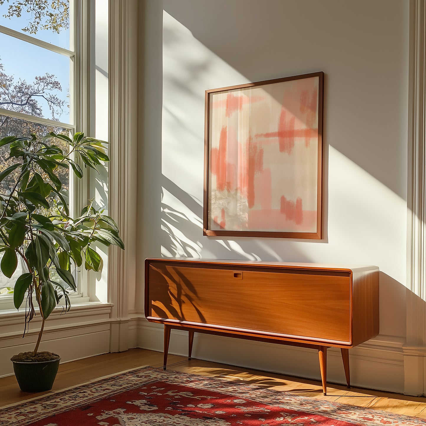 Modern Abstract - Grün - dunkel Blau -Mid Century - Kunstdruck