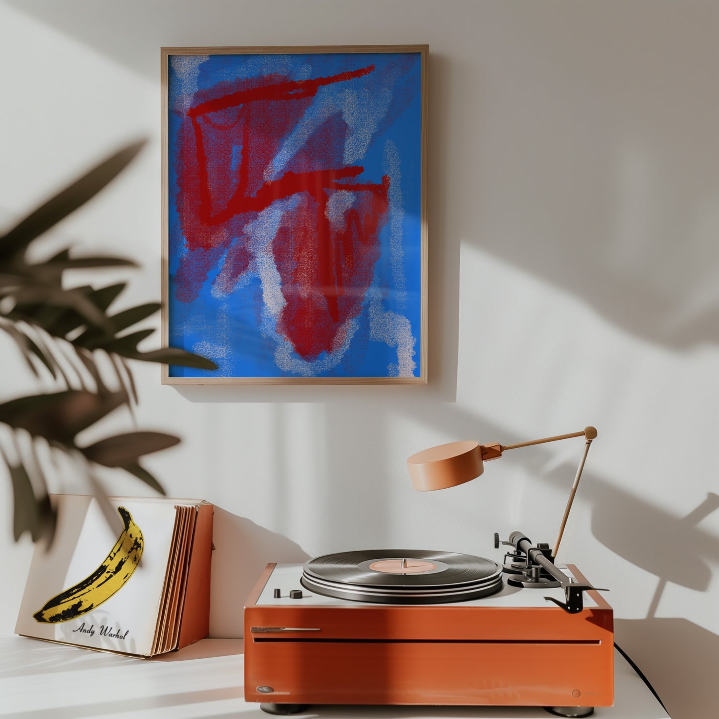 Abstrakte Zusammenstellung - Blau - Rot - Mid Century