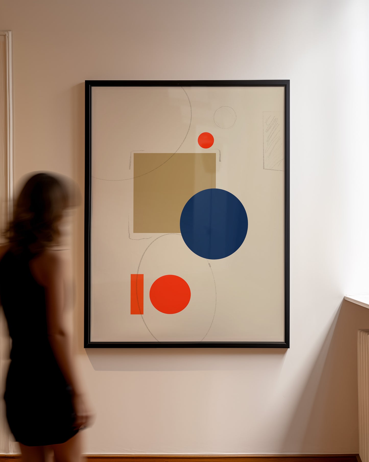 Abstrakte Bauhaus Formen - Orange Blau - Mid Century - Kunstdruck